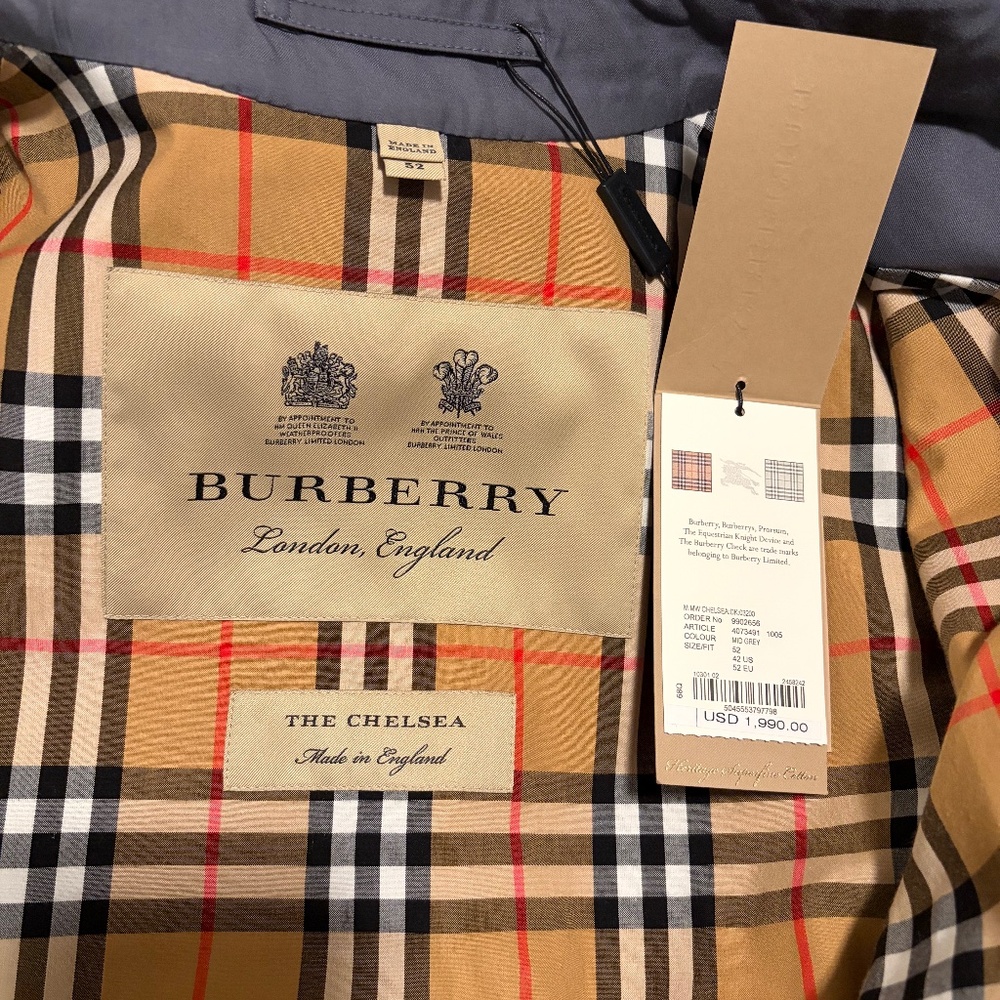 Burberry Mens Trench Coat - Brand New / Never Worn / With Tags Grey Size 42 - Picture 11 of 13